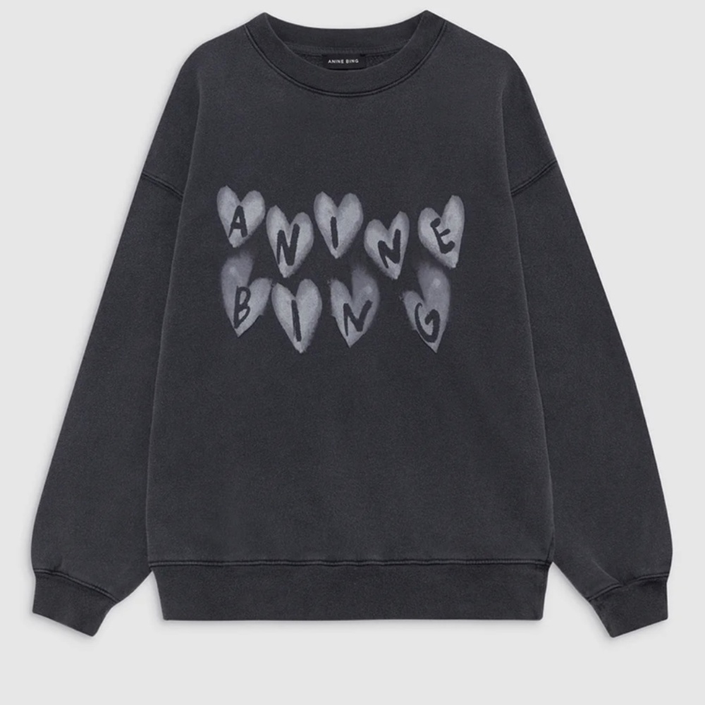 ANINE BING SPENCER SWEATSHIRT HEARTS - XS